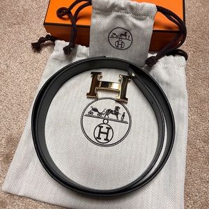 Hermes Constance 32mm Belt Size 85 Noir/etain